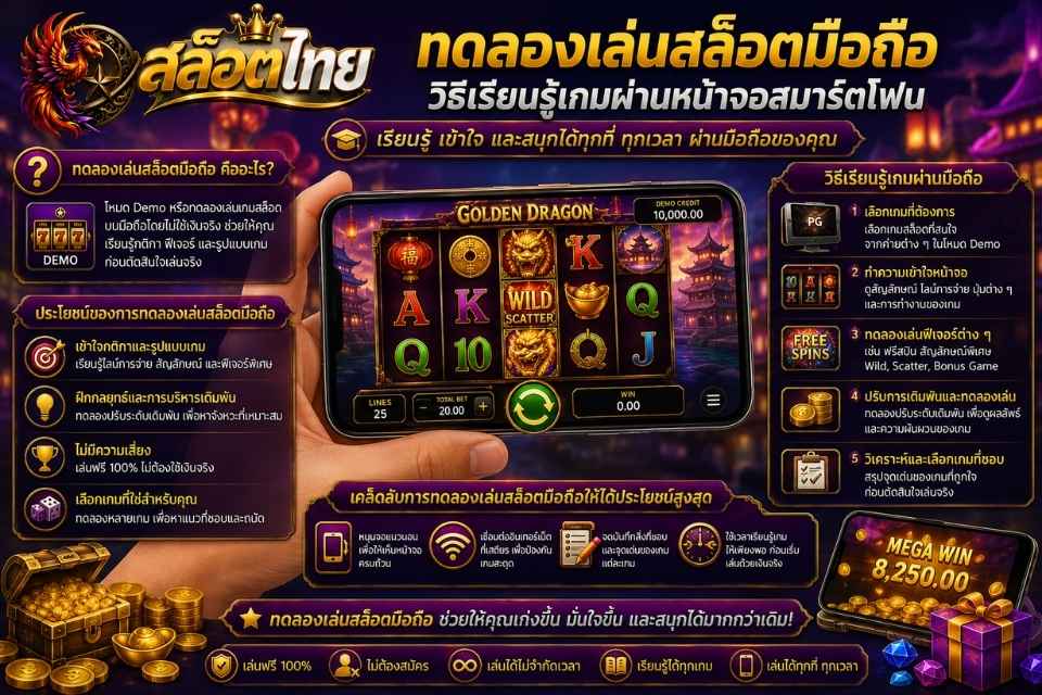 ทดลองเล่นสล็อตมือถือ วิธีเรียนรู้เกมผ่านหน้าจอสมาร์ตโฟน