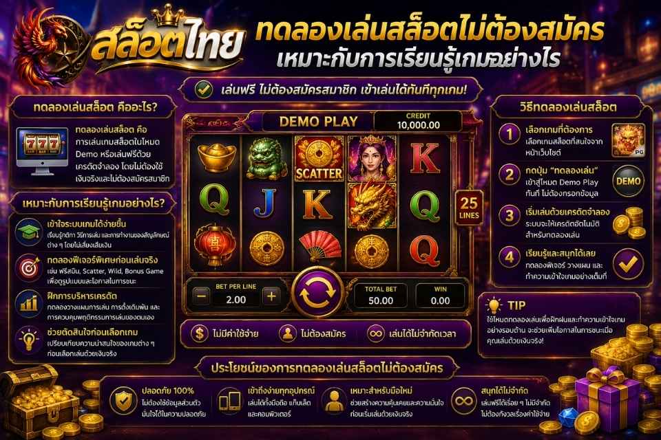 ทดลองเล่นสล็อตไม่ต้องสมัคร เหมาะกับการเรียนรู้เกมอย่างไร