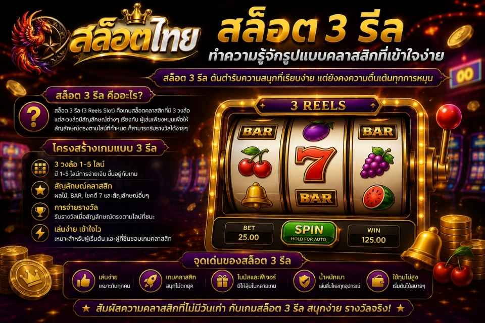 สล็อต 3 รีล ทำความรู้จักรูปแบบคลาสสิกที่เข้าใจง่าย