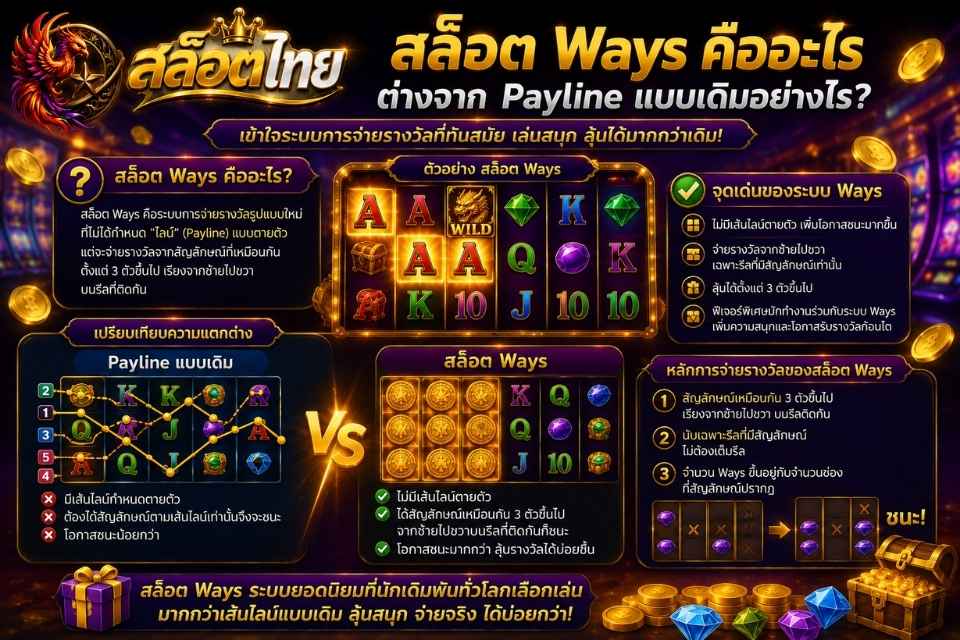 สล็อต Ways คืออะไร ต่างจาก Payline แบบเดิมอย่างไร