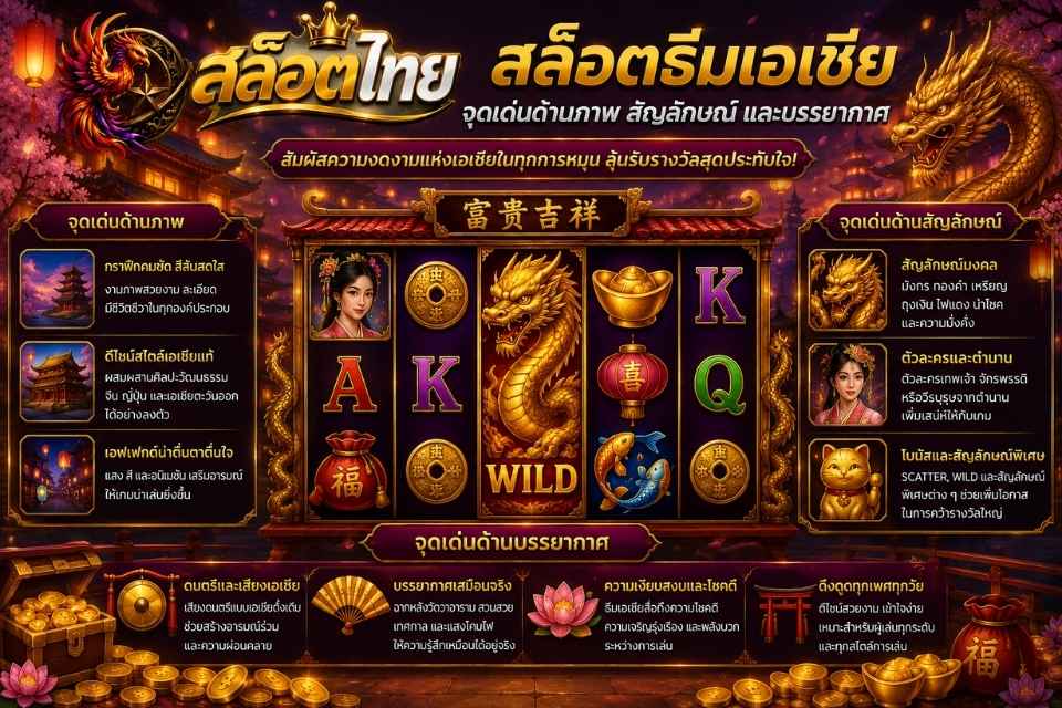 สล็อตธีมเอเชีย จุดเด่นด้านภาพ สัญลักษณ์ และบรรยากาศ